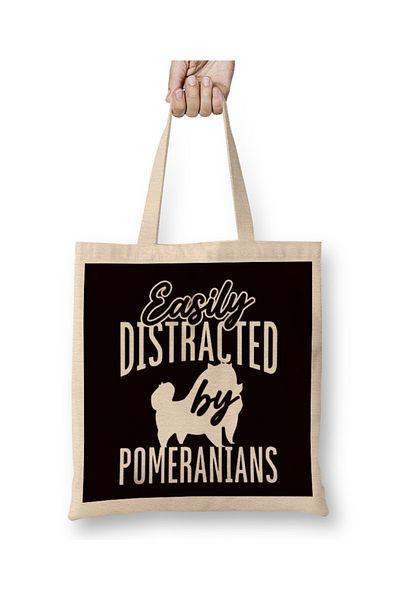 Baskı Dükkanı Distras de Pomeranians Pommy Pom German Spitz Pet Puppy Geantă din pânză cu mâner lung