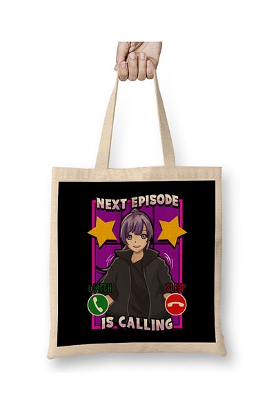 Baskı Dükkanı Το Anime Next Episode Is Calling Sleep Can Wait υφασμάτινη τσάντα με μακριά λαβή