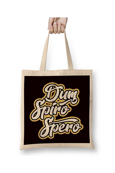 Baskı Dükkanı Dum Spiro Spero Εκπαίδευση Παρακίνηση Γλώσσα Latin Phrase υφασμάτινη τσάντα με μακριά λαβή