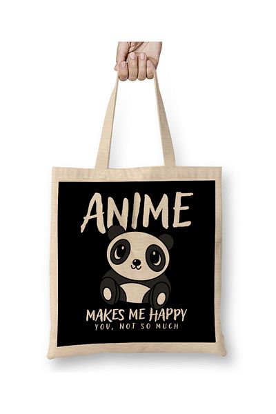 Baskı Dükkanı Το Anime με κάνει χαρούμενο, δεν είναι τόσο πολύ Anime Lover υφασμάτινη τσάντα με μακριά λαβή