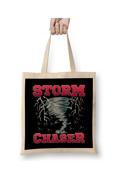 Baskı Dükkanı Storm Chaser Severe Weather Tornado Obsessed υφασμάτινη τσάντα με μακριά λαβή