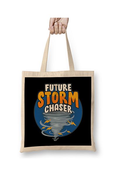 Baskı Dükkanı Funny Future Storm Chaser Tornado & Hurricane Pun υφασμάτινη τσάντα με μακριά λαβή