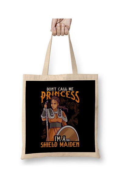 Baskı Dükkanı Μη με καλεί Princess I m A Shield Maiden υφασμάτινη τσάντα με μακριά λαβή