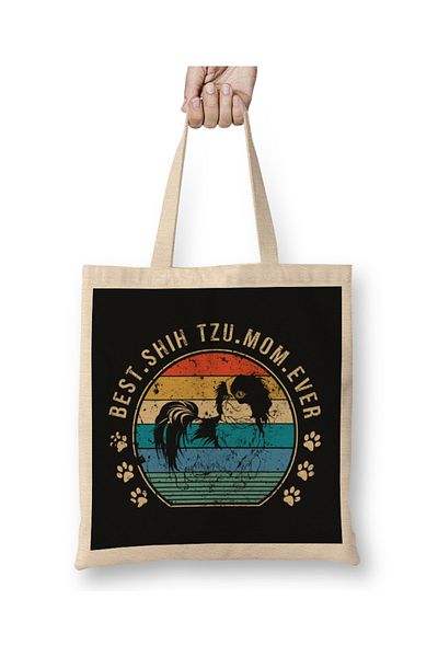 Baskı Dükkanı Η καλύτερη υφασμάτινη τσάντα Shih Tzu Mom Ever Gift για την Ημέρα της Μητέρας με μακριά λαβή