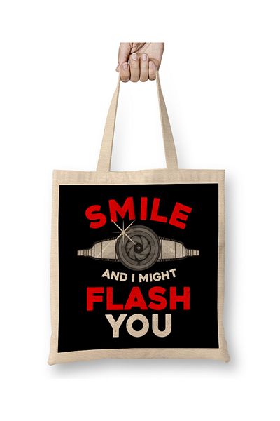 Baskı Dükkanı Αστεία φωτογραφία Smile And I Might Flash You υφασμάτινη τσάντα με μακριά λαβή