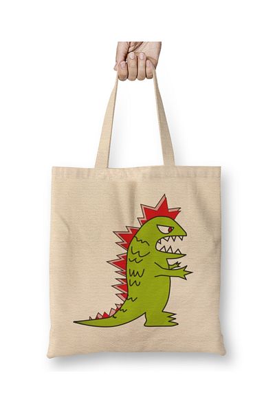 Baskı Dükkanı Godzilla υφασμάτινη τσάντα με μακριά λαβή