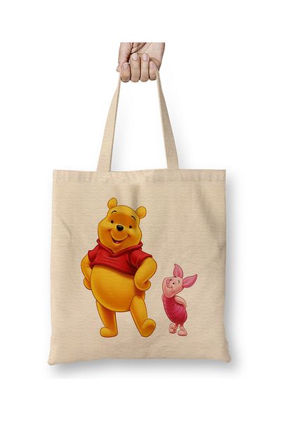Baskı Dükkanı Winnie Bear in Disguise Panda Bears Guns Honey υφασμάτινη τσάντα με μακριά λαβή