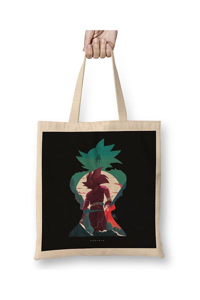 Baskı Dükkanı Geantă din pânză Goku 01 cu mâner lung
