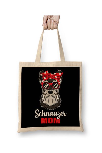 Baskı Dükkanı Worlds Best Schnauzer Mom 01 Geantă din pânză cu mâner lung