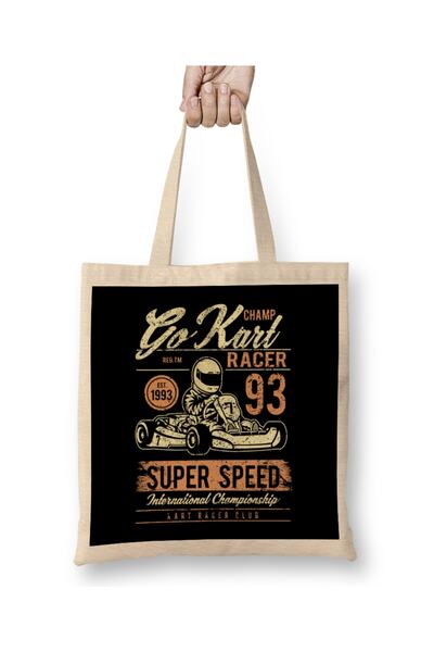 Baskı Dükkanı Go Kart Champion Racer Super Speed Сумка з довгими ручками