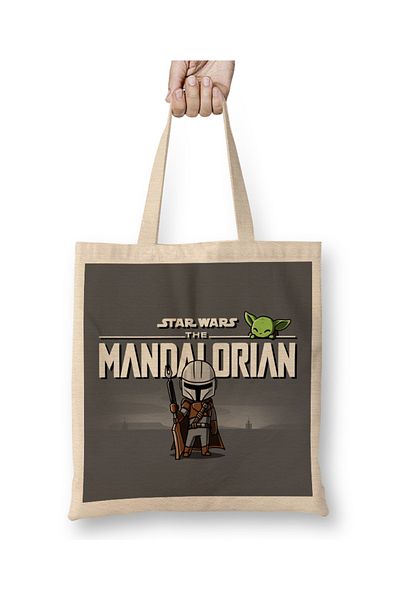 Baskı Dükkanı Geantă din pânză Star Wars The Mandalorian 01 cu mâner lung