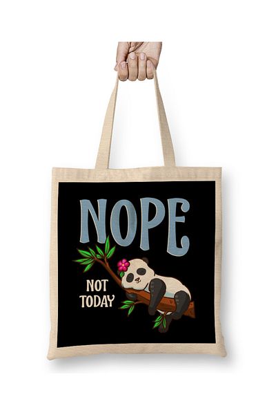 Baskı Dükkanı Χαριτωμένο και αστείο Nope Not Today Lazy Napping Panda υφασμάτινη τσάντα με μακριά λαβή