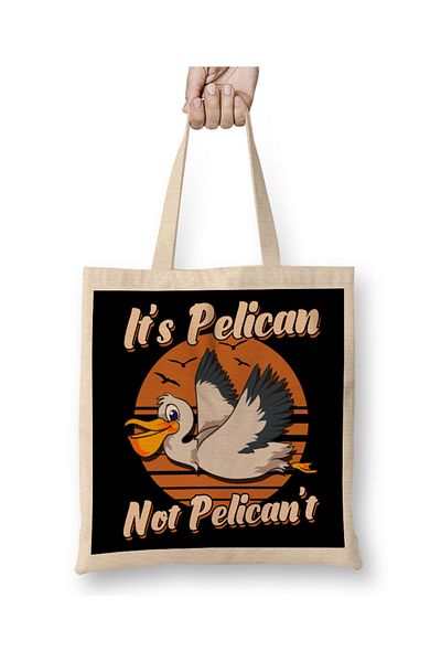 Baskı Dükkanı Χαριτωμένο και αστείο It's Pelican Not Pelican't Pun υφασμάτινη τσάντα με μακριά λαβή