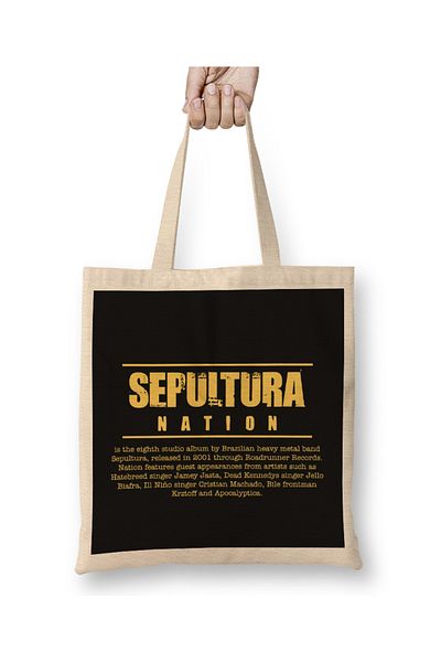 Baskı Dükkanı Υφασμάτινη τσάντα Sepultura Nation 01 με μακριά λαβή