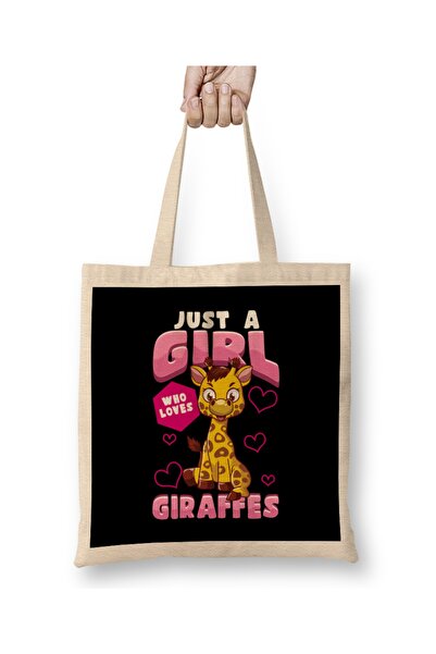 Baskı Dükkanı Slatka i smešna Samo devojka koja voli žirafe Pun Tasse tkanina...