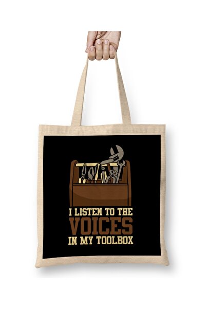 Baskı Dükkanı Slušam glasove u svom mehaničarskom koferu Majica Torba Duga Sa...