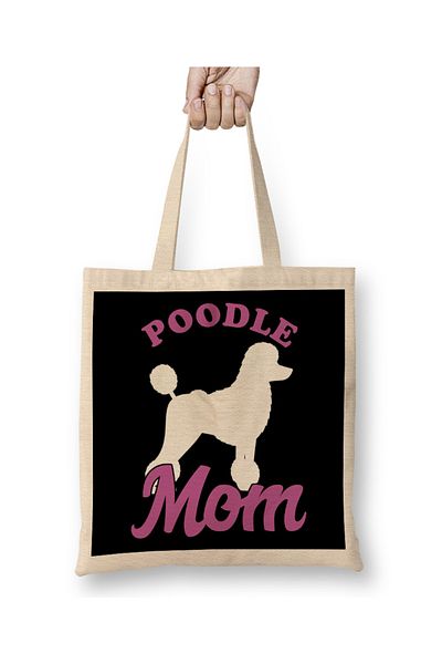 Baskı Dükkanı Poodle Mom Dog Lover Ιδιοκτήτης Δώρο υφασμάτινη τσάντα με μακριά λαβή