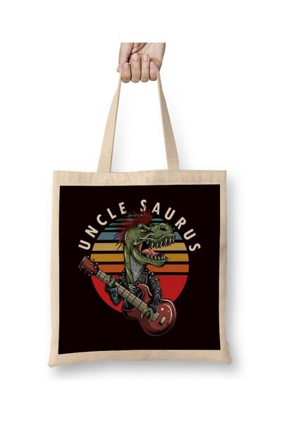 Baskı Dükkanı Ujak Dino T-Rex Gitarista Gitaristica Tetka Nećaka Nećak Tkanin...