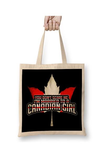 Baskı Dükkanı Ne plašiš me, oženjen sam Kanadkinjom Majica Torba Duga Sa ručkom