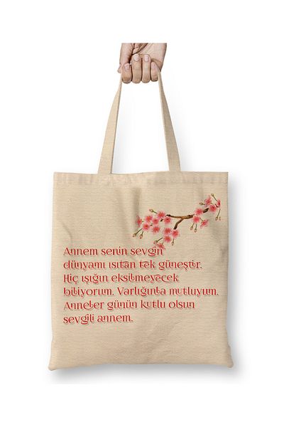 Baskı Dükkanı Δώρο για τη γιορτή της μητέρας για τις μητέρες 042 υφασμάτινη τσάντα με μακριά λαβή
