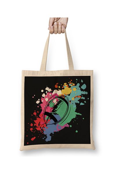 Baskı Dükkanı Rugby Silhouette Retro Design υφασμάτινη τσάντα με μακριά λαβή