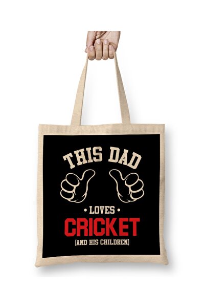 Baskı Dükkanı Dan očeva Ovaj tata voli kriket i svoju decu Tkanina Torba Duga...