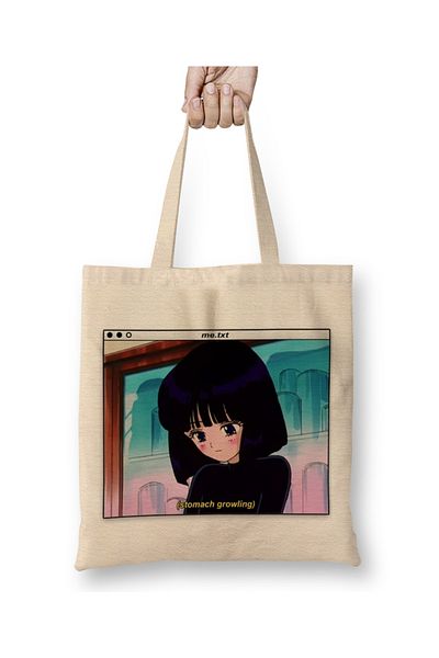 Baskı Dükkanı Sailor Moon Hotaru Tomoe Is Hungry υφασμάτινη τσάντα με μακριά λαβή