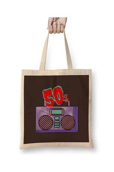Baskı Dükkanı Anii '50 Vintage Design Retro Slogan Style Art- Tv Kid Movies Geantă din pânză Mâner lung