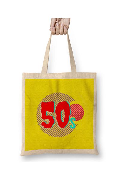Baskı Dükkanı Anii '50 Vintage Design Retro Slogan Style Art- Tv Kid Movies Geantă din pânză Mâner lung