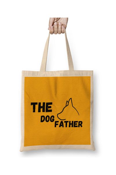 Baskı Dükkanı Ο Dogfather Αστείος, χαριτωμένος σκύλος Πατέρας Πατέρας Ιδιοκτήτης Pet Doggo Pup Fun Humor υφασμάτινη τσάντα με μακριά λαβή