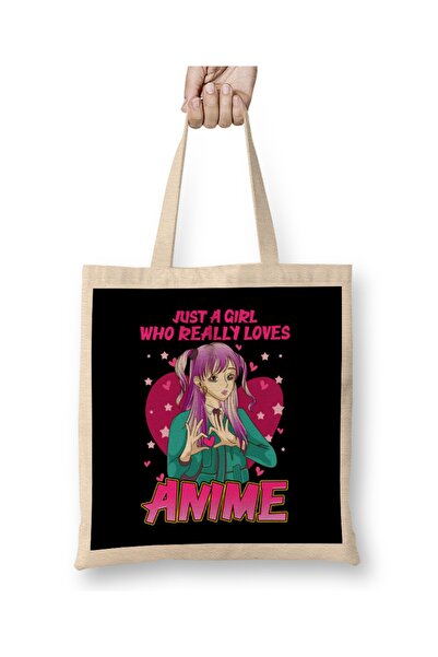 Baskı Dükkanı Samo devojka koja zaista voli anime, japanska kawaii odeća Torb...