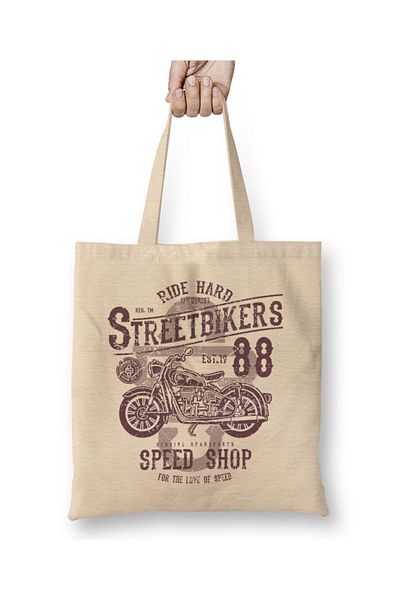 Baskı Dükkanı Street Bikers Speed ​​Shop υφασμάτινη τσάντα με μακριά λαβή