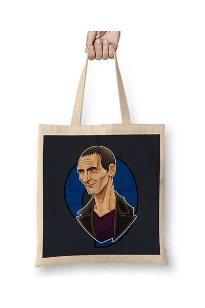 Baskı Dükkanı Doctor Who The Ninth Doctor υφασμάτινη τσάντα με μακριά λαβή