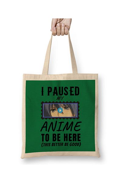 Baskı Dükkanı Sarcasm Funny Anime și Manga Otaku Lover ift Geantă din pânză Mâner lung
