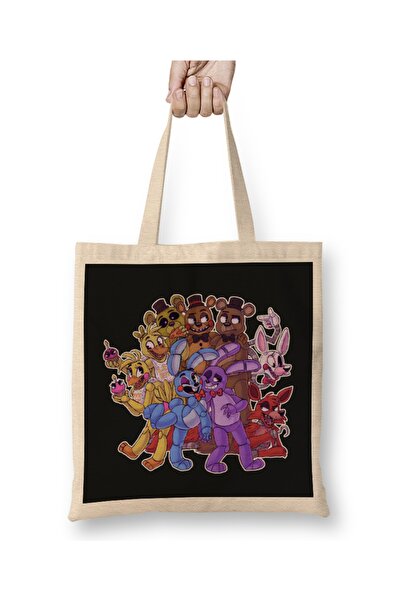 Baskı Dükkanı حقيبة يد Fnaf2 The Gang's All Here بمقبض طويل