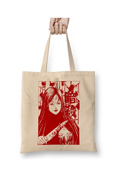 Baskı Dükkanı Tomie Junji Ito Bez Çanta Uzun Saplı