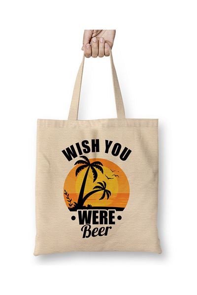 Baskı Dükkanı Χαριτωμένο Ευχή Είχες Μπύρα Αστεία Punny Beer Pun υφασμάτινη τσάντα με μακριά λαβή
