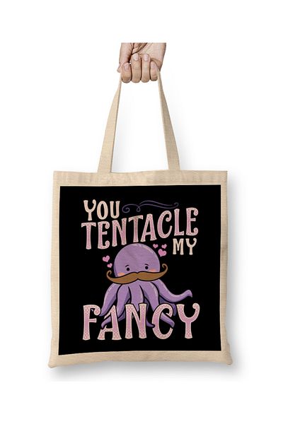 Baskı Dükkanı Cute You Tentacle My Fancy Octopus Tickle Pun υφασμάτινη τσάντα με μακριά λαβή
