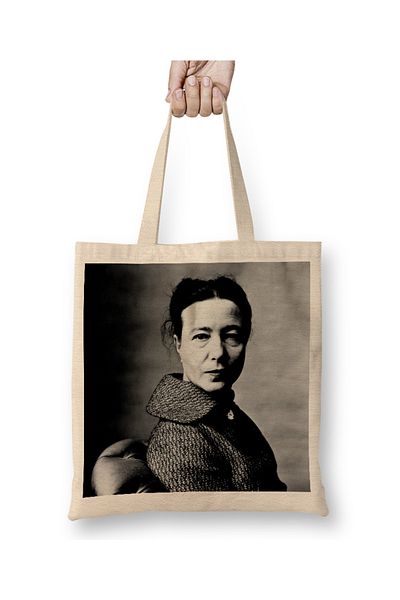 Baskı Dükkanı Simone de Beauvoir Time To Smash The Patriarchy υφασμάτινη τσάντα με μακριά λαβή