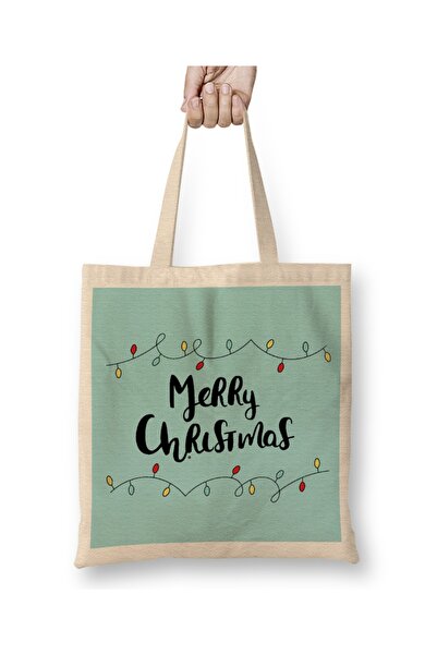Baskı Dükkanı Новорічна концепція Merry Christmas 016 Тканинна сумка з довгим...