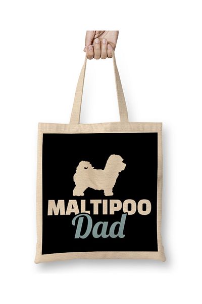Baskı Dükkanı Maltipoo Dad 01 υφασμάτινη τσάντα με μακριά λαβή