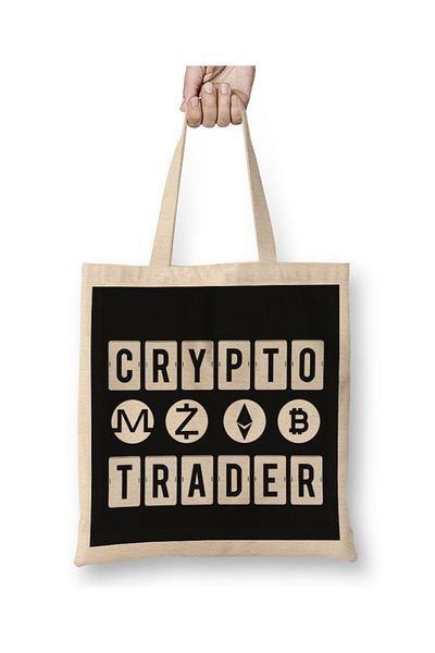 Baskı Dükkanı Cryptocurrency Crypto Trader Τσάντα υφασμάτινης τσάντας Bitcoin Blockchain με μακριά λαβή