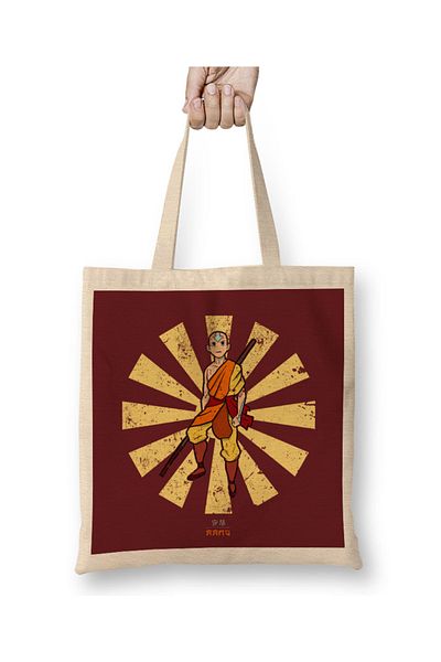Baskı Dükkanı Aang Retro Japanese Avatar The Last Airbender υφασμάτινη τσάντα με μακριά λαβή