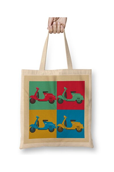 Baskı Dükkanı Rally Vespa Bajaj Vintage Lambretta Vespa 46 Geantă din pânză s...