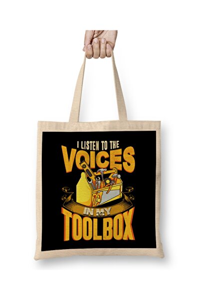 Baskı Dükkanı Slušam glasove u svom mehaničarskom koferu Majica Torba Duga Sa...