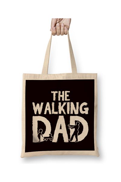 Baskı Dükkanı The Walking Dad Son Father Papa Daddy Stepdad Fatherhood υφασμάτινη τσάντα με μακριά λαβή