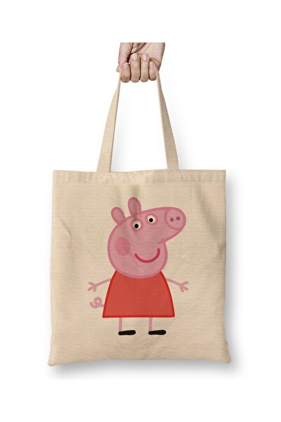 Baskı Dükkanı Geantă din pânză Peppa Pig 01 Mâner lung