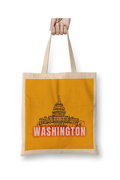 Baskı Dükkanı Geantă din pânză Washington art cu mâner lung