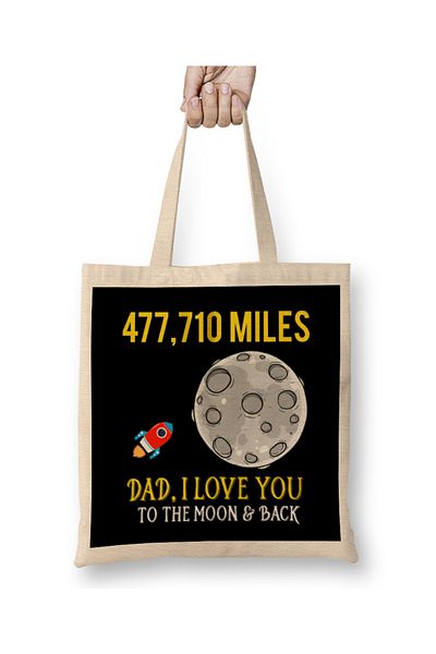 Baskı Dükkanı Πατέρες Πατέρας I Love You To The Moon And Back υφασμάτινη τσάντα με μακριά λαβή