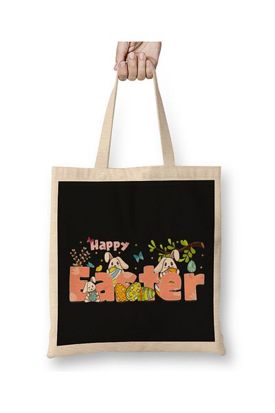Baskı Dükkanı Happy Easter Gift υφασμάτινη τσάντα με μακριά λαβή